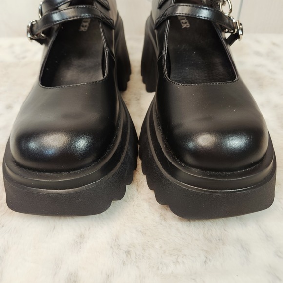 Cider Black Chunky Platform Double Strap Mary Jane Shoes UK-37US-7 Goth Dollcore - Picture 3 of 9